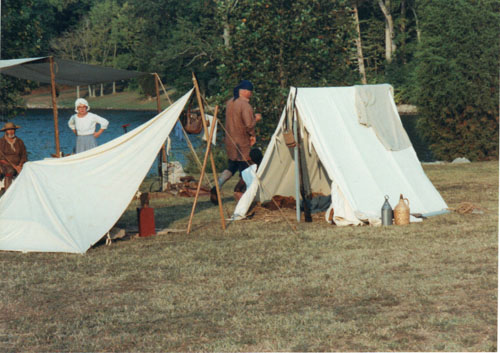 A wedge tent
